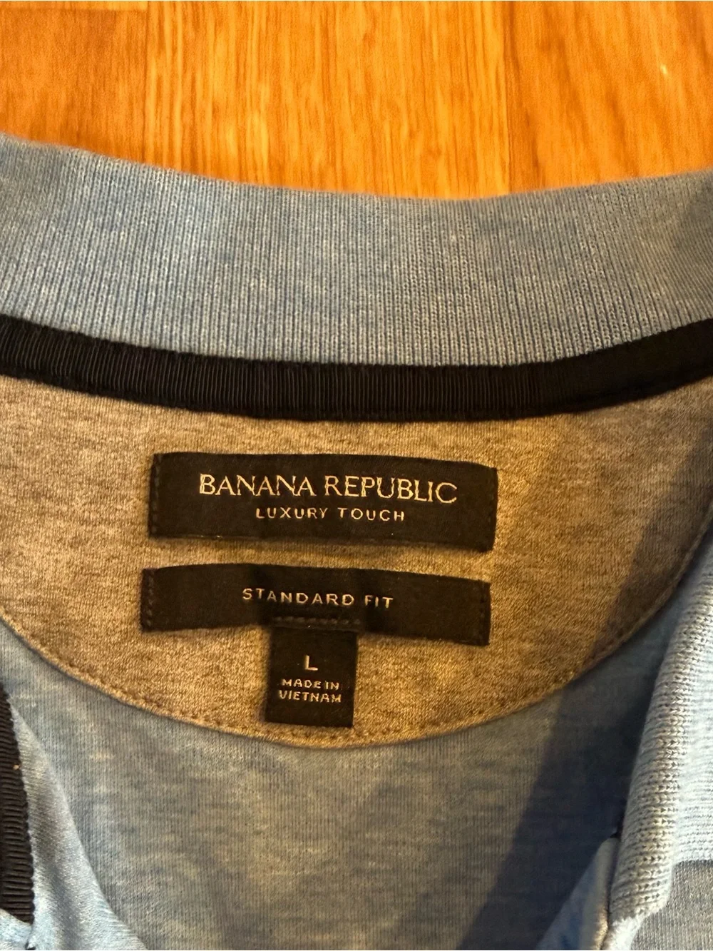 EUC Banana Republic Standard Fit Luxury-Touch Polo Shirt - Heather Light Blue-L